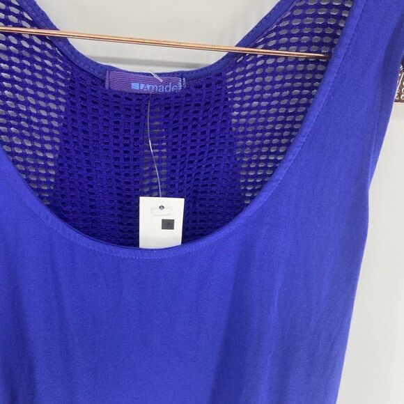 LA Made Purple Mesh back overlap Mini casual dress NWT womens small - Picture 5 of 6